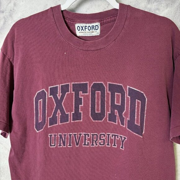 Vintage Oxford University T Shirt Mens Large Red 90s Short Sleeve - Picture 1 of 8